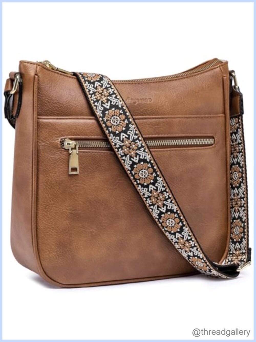 Vegan Leather Crossbody Bag with Adjustable Wide Strap